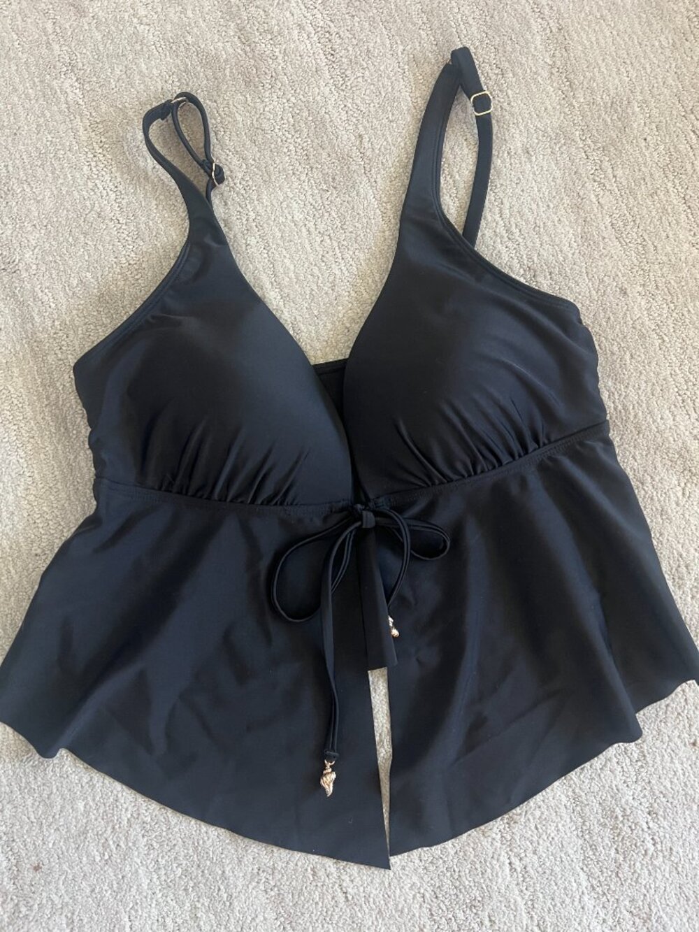NWT Bar III - Tankini - Black Swim Top with Tie Front - Size Medium